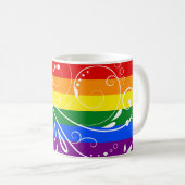 LGBTプライドフラグヴィンテージフローラ開花 コーヒーマグカップ (正面右)