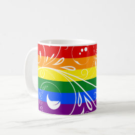LGBTプライドフラグヴィンテージフローラ開花 コーヒーマグカップ