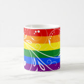 LGBTプライドフラグヴィンテージフローラ開花 コーヒーマグカップ (中央)