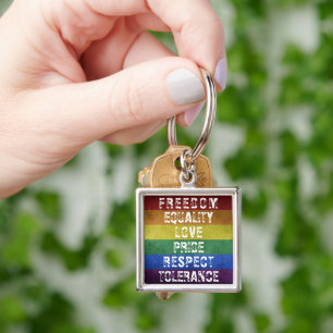 LGBTプライドモダンレインボーストライプ国旗 キーホルダー