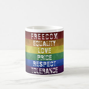 LGBTプライドモダンレインボーストライプ国旗 コーヒーマグカップ
