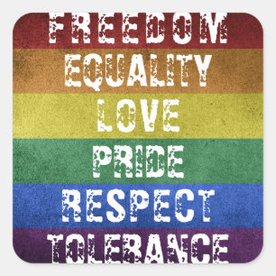 LGBTプライドモダンレインボーストライプ国旗 スクエアシール