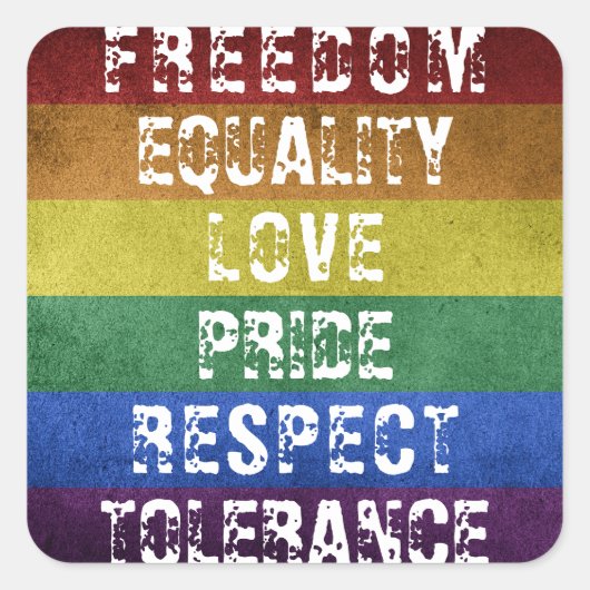LGBTプライドモダンレインボーストライプ国旗 スクエアシール (正面)