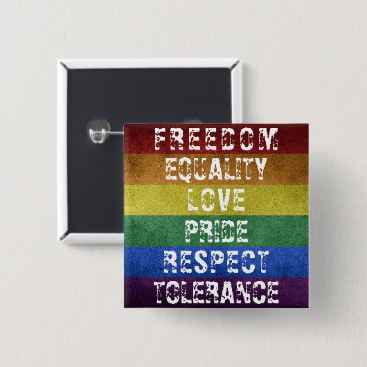 LGBTプライドモダンレインボーストライプ国旗 缶バッジ (正面&裏面)