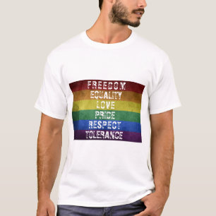 LGBTプライドモダンレインボーストライプ国旗 Tシャツ