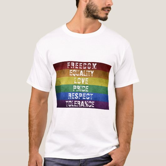 LGBTプライドモダンレインボーストライプ国旗 Tシャツ (正面)