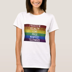 LGBTプライドモダンレインボーストライプ国旗 Tシャツ