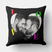 LGBTプライドラブレターブラック&ホワイトフォトカスタム クッション (裏面)