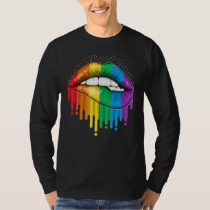 Lgbtプライドリップレインボーゲイレズビアンバイセクシュアルトランス Tシャツ