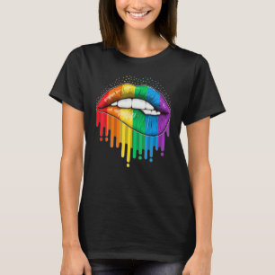 Lgbtプライドリップレインボーゲイレズビアンバイセクシュアルトランス Tシャツ