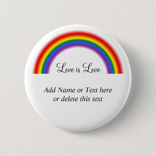 LGBTプライドレインボーカスタムと文字愛は愛 缶バッジ (正面)