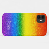 LGBTプライドレインボーグリッターストライプ名 Case-Mate iPhoneケース (裏面(横))