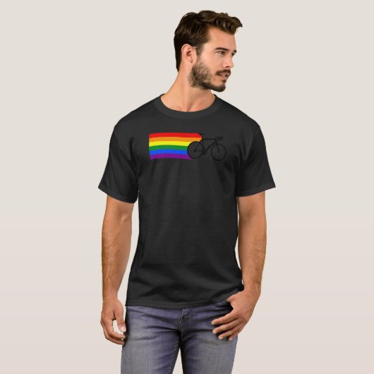Lgbtプライドレインボーサイクリスト自転車サイクリングバイクもしくは自転車に乗る人Lg Tシャツ (正面フル)