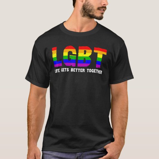 LGBTプライドレインボーサポート生活が充実 Tシャツ (正面)