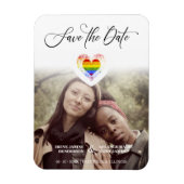 LGBTプライドレインボーハートレズビアンゲイ写真 マグネット (縦)