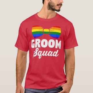 LGBTプライドレインボーバチェラーパーティーゲイ結婚式GroomT- Tシャツ