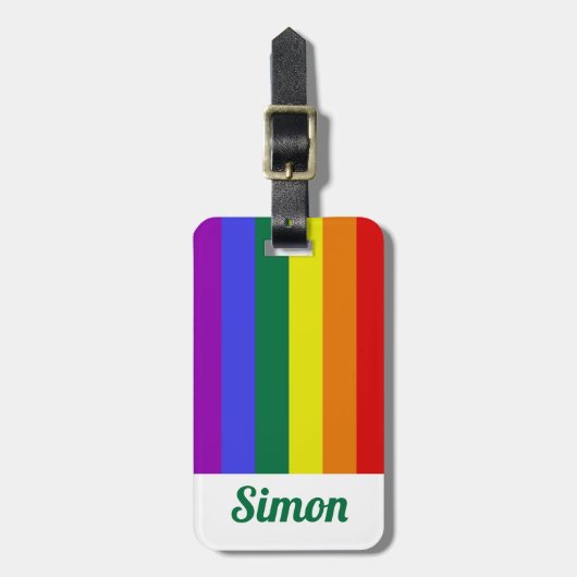 LGBTプライドレインボーパーソナライズされた ラゲッジタグ (正面縦)