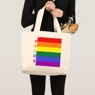 LGBTプライドレインボー国旗 ラージトートバッグ