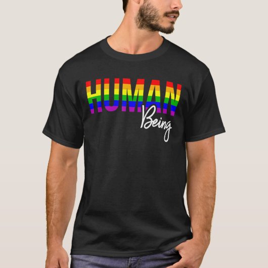 Lgbtプライド人間のゲイレズビアンレインボーサポート Tシャツ (正面)