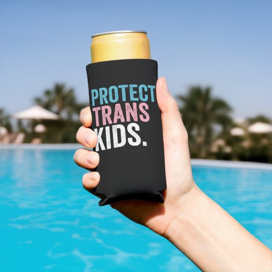 LGBTプライド保護サポートTrans Kidsヴィンテージ スリム缶クーラー (インサイチュ プール)