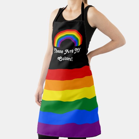 LGBTプライド国旗とレインボーカスタム文字 エプロン (インサイチュ)