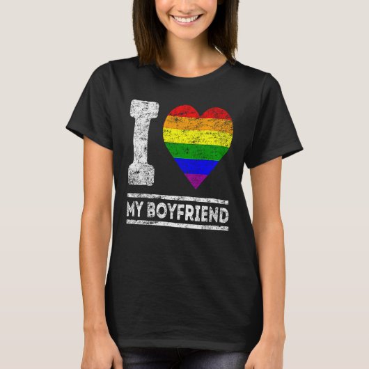 LGBTプライド大好きボーイレインボーサポートファム Tシャツ (正面)