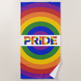 LGBTプライド大胆な幾何学模様のレインボーブルズアイ ビーチタオル