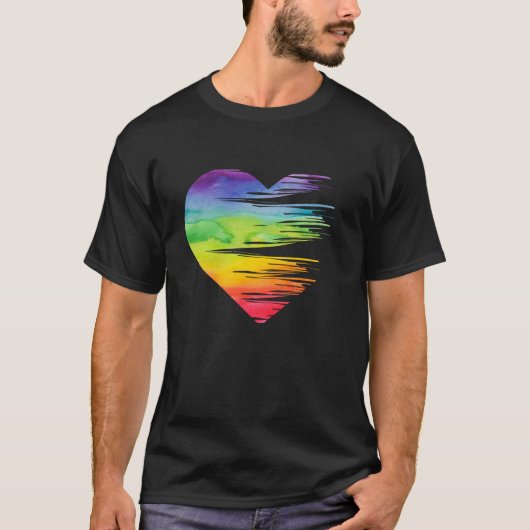 LGBTプライド平等ハート認識度ゲイレズビアン Tシャツ (正面)