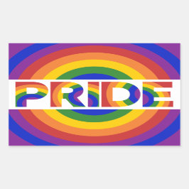 LGBTプライド幾何学虹ブルズアイ 長方形シール