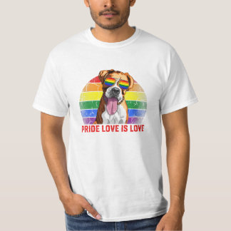 LGBTプライド愛は愛ボクサー犬 Tシャツ