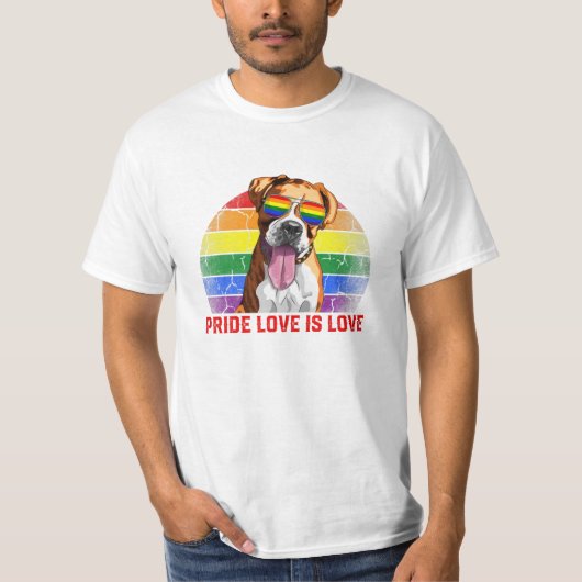 LGBTプライド愛は愛ボクサー犬 Tシャツ (正面)