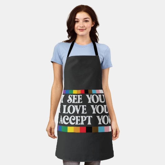 LGBTプライド愛を受け入れるサポート エプロン (着用した状態)