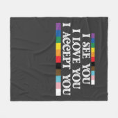 LGBTプライド愛を受け入れるサポート フリースブランケット (正面(横))
