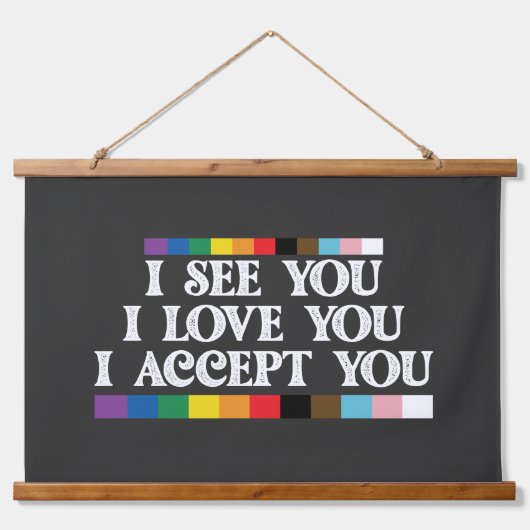 LGBTプライド愛を受け入れるサポート 吊り下げ型タペストリー (正面)