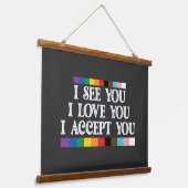 LGBTプライド愛を受け入れるサポート 吊り下げ型タペストリー (傾斜あり)