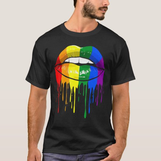 Lgbtプライド月ゲイレズビアンプライドリップフラッグ Tシャツ (正面)