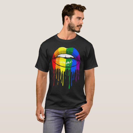 Lgbtプライド月ゲイレズビアンプライドリップフラッグ Tシャツ (正面フル)