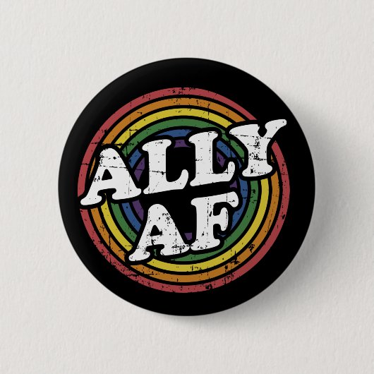 LGBTプライド月サポートのAlly AF虹の旗 缶バッジ (正面)