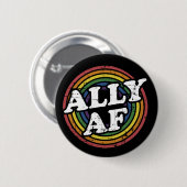 LGBTプライド月サポートのAlly AF虹の旗 缶バッジ (正面&裏面)