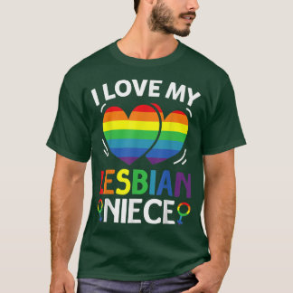 Lgbtプライド月Iラブレズビアン姪ハートデザイン Tシャツ