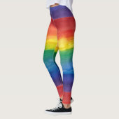 LGBTプライド水彩虹色パターン レギンス (左)