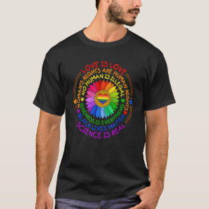 LGBTプライド社会運動女性の男性がサンフローを愛する Tシャツ