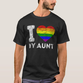 LGBTプライド私は私の叔母レインボーフラッグサポートファム大好き Tシャツ