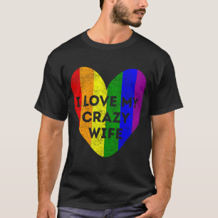 LGBTプライド私は私の妻の熱狂する虹のフラグSuppo大好き Tシャツ