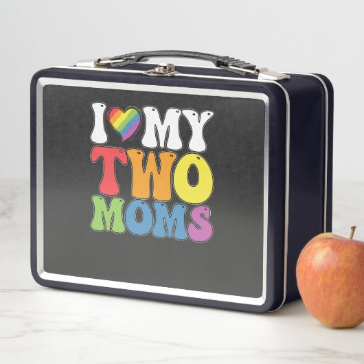 LGBTプライド私は私の2つのmomsゲイレズビアンサポートを愛する メタルランチボックス (インサイチュ)