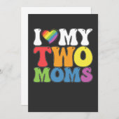 LGBTプライド私は私の2つのmomsゲイレズビアンサポートを愛する 招待状 (正面/裏面)