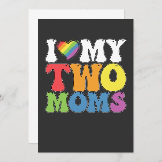 LGBTプライド私は私の2つのmomsゲイレズビアンサポートを愛する 招待状 (正面/裏面)