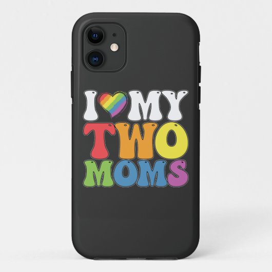 LGBTプライド私は私の2つのmomsゲイレズビアンサポートを愛する Case-Mate iPhoneケース (裏面)