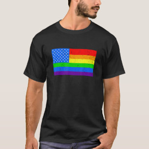 Lgbtプライド米国国旗ブラックキングクイーンマザー父 Tシャツ