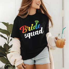 LGBTプライド花嫁結婚隊のゲイレズビアンレインボー トライブレンドTシャツ